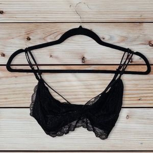 Black lace strappy bralette sexy crop top